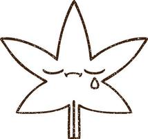 Crying Leaf Charcoal Drawing vector