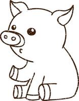 Sitting Pig Charcoal Drawing vector