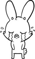 cute cartoon rabbit crying vector