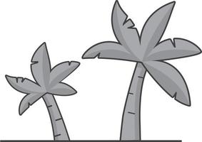 Tropical landscape with two palm trees. In flat style a vector. A concept of design of an icon for the websites or mobile applications. Linear art. vector