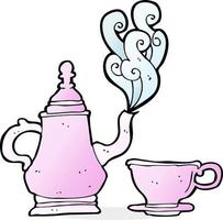 cartoon coffee pot and cup vector