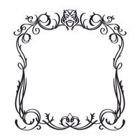 Fantasy vintage old gothic frame with scary angry face of Devil vector