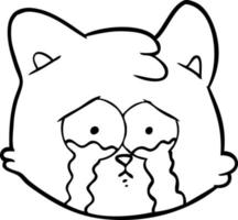 crying cartoon cat face vector