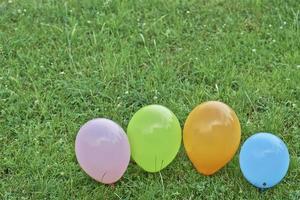 Balloons on the grass photo