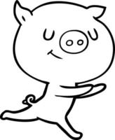 cerdo feliz de dibujos animados vector