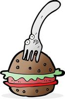 cartoon fork and burger vector