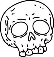 line doodle of a spooky halloween skull vector