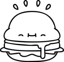 line doodle of a tasty burger vector