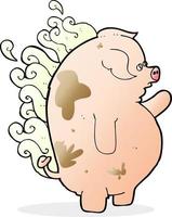 cartoon fat smelly pig vector
