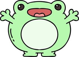 cartoon of a cute happy frog vector