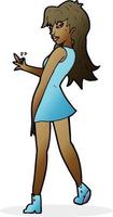 cartoon woman posing in dress vector