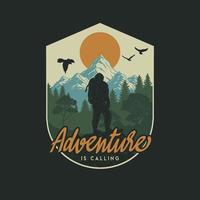 Adventure calling design, hand drawn line style with digital color, vector illustration