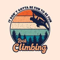 Rock Climbing Retro Vintage, hand drawn line style with digital color, vector illustration