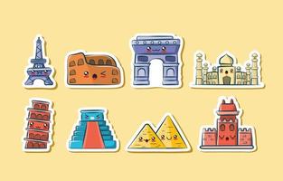 World Landmark Kawaii Element vector