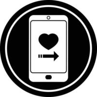 dating app on cell phone circular symbol vector