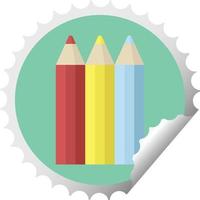 color pencils graphic vector illustration round sticker stamp