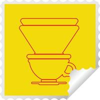 coffee filter cup square peeling sticker vector