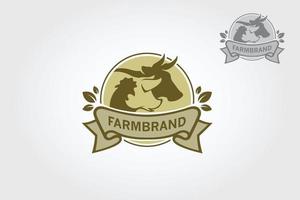 Farm Vector Logo Template. Chicken and Poultry Farm logo template. Logo could be used as the main identity element of organic farm or store, vegetarian or vegan restaurant.