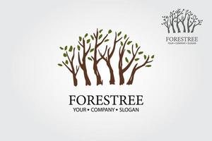 Ilustración del logotipo del vector del árbol forestal. esta plantilla de logotipo es totalmente editable y redimensionable. este diseño de logotipo para todos los negocios creativos. consultoría, excelente logotipo, concepto simple y único.