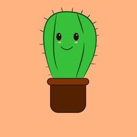 lindo cactus de dibujos animados, ilustración de vector de cactus kawaii