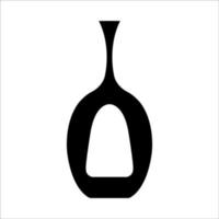 Black vector illustration of modern ceramic vase. Single element in trendy boho style isolated on white background