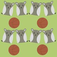 Cute kawaii with basketball for background, wallpaper or wrapping vector