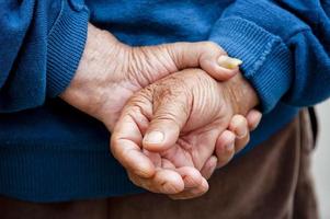 Farmer's Hands of old man who worked hard in his life photo