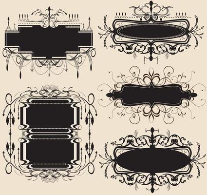 Vintage labels with ornate elegant abstract floral design