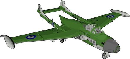 Green airplane, illustration, vector on white background.