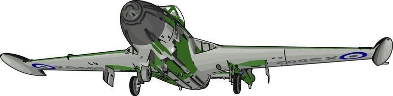 avión verde, ilustración, vector sobre fondo blanco.