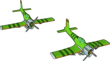 avión verde, ilustración, vector sobre fondo blanco.