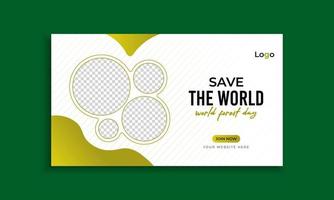 Save the world web banner template vector