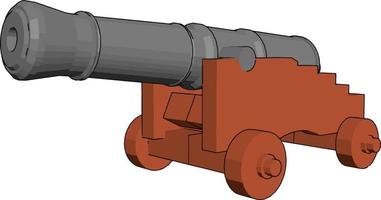 Old cannon, illustration, vector on white background.