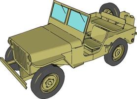 Green military jeep, illustration, vector on white background.