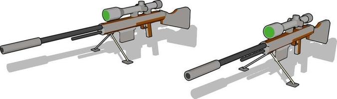 Sniper rifle, illustration, vector on white background.
