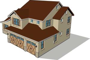 Big nice house, illustration, vector on white background.