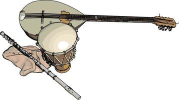 Old instruments, illustration, vector on white background.