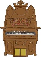 Brown piano, illustration, vector on white background.