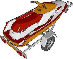 Red jetski, illustration, vector on white background.