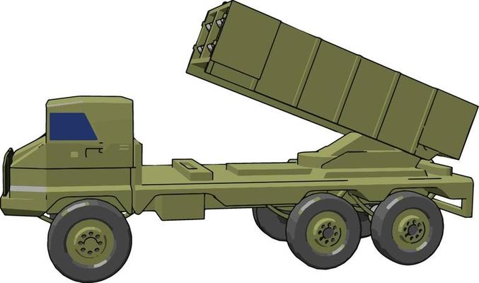 Anti-aircraft defense, illustration, vector on white background.