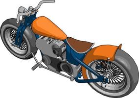 Orange motorcycle, illustration, vector on white background.