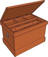 caja de madera, ilustración, vector sobre fondo blanco.