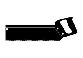 silueta de sierra trasera, ilustración de herramienta de sierra manual para carpintería vector