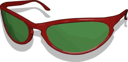 Red sunglasses, illustration, vector on white background.