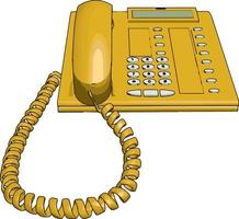 Yellow telephone, illustration, vector on white background.