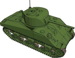 Green military tank, illustration, vector on white background.