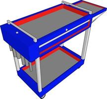 Blue medical table, illustration, vector on white background.