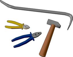 Multiple tools, illustration, vector on white background.