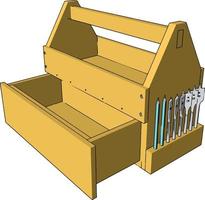 Yellow tool box, illustration, vector on white background.