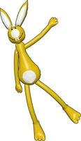 Yellow bunny toy, illustration, vector on white background.